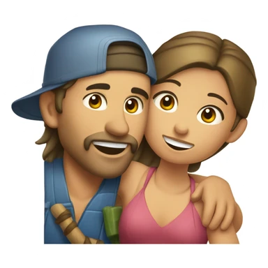 Caucasian fisherman no beard or mustache in love with Philippine island girl on an island sticker