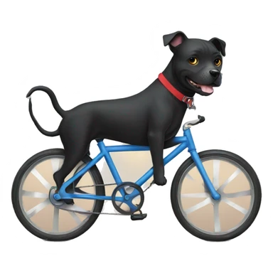 black staffie dog riding a bike sticker