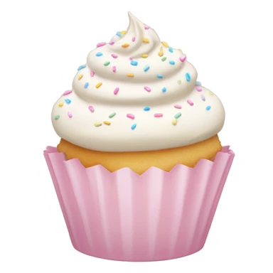 Vanilla frosted cupcake with baby pink wrapper and pastel sprinkles  sticker