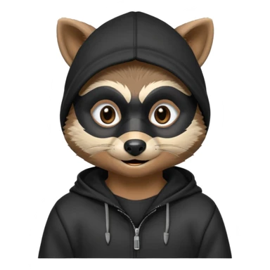 thief raccoon portrait, head and shoulders only, black burglar mask markings, sneaky smile, dark hoodie collar, mischievous eyes, 3D cartoon, mobile game icon style, clean background, no text, no watermark
 sticker