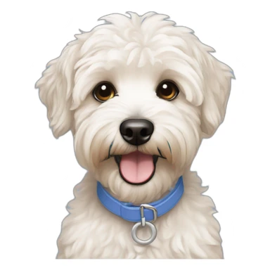 blue eyes smiling maltipoo with cream wheatin terrier smiling sticker