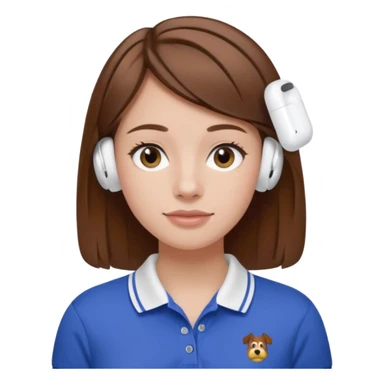 Girl with brown hair with airpods wearing a wegmans polo sticker