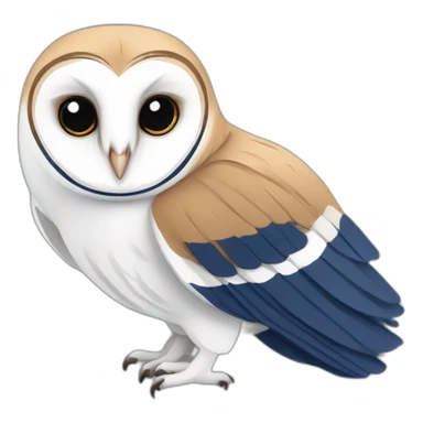 Barn Owl with dark blue and white stripes sticker