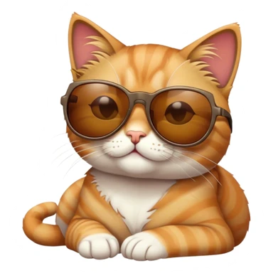 Cat wearing sunglasses when sunbathing on the beach. sticker