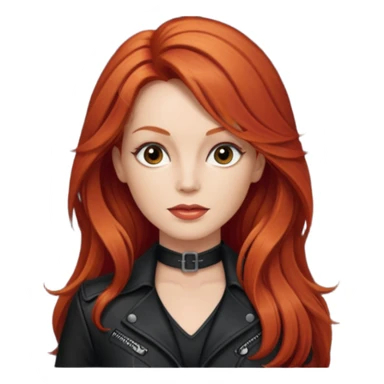Lee Purcell with long red hair, black outfit sticker