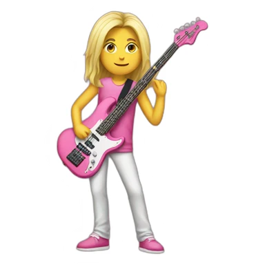 long-blond-bassguitar-player-pink-clothes-pink sticker