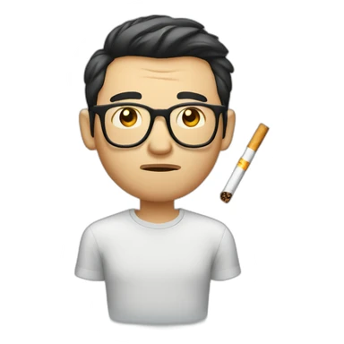 HongKong guy glasses worry face cigarette sticker