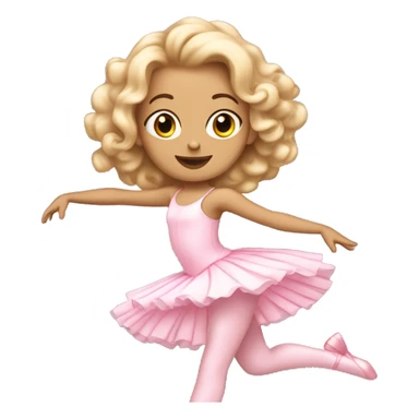 coquette white dancing girl with curly beige hair and pink ballerina dress  sticker