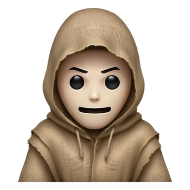 creepy sinister man with burlap sack over head, dark atmosphere, menacing stance sticker