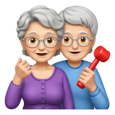 granny with a pumped up guy emoji iOS 18.1 sticker