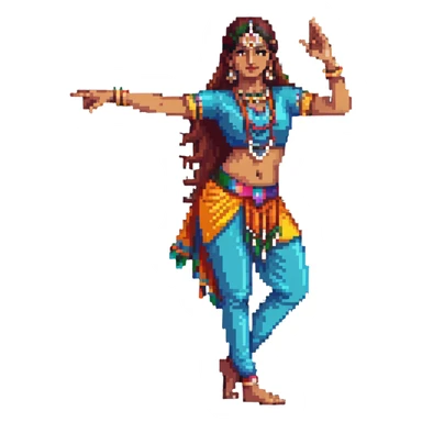 Indian dancer with expressive hand gestures, bright costume sticker