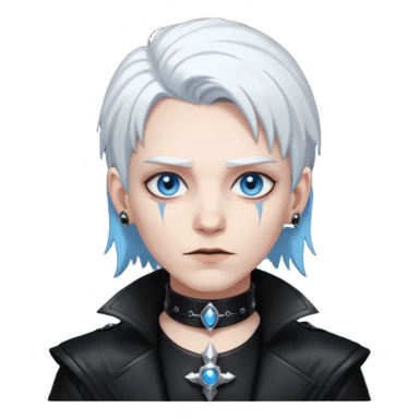 necromancer with black leather outfit white hair sticker