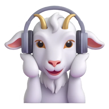 cool grey goat gamer with headphones, vibrant and expressive, 3D emoji style sticker