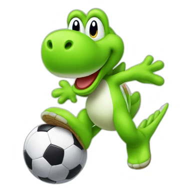 Green Yoshi doing a soccer trick sticker