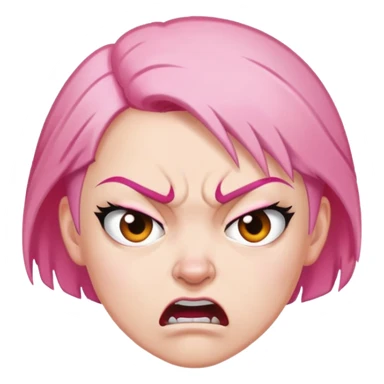 angry feminist with half bald head and half pink hair sticker