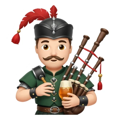 Warrior playing bagpipes chugging whiskey sticker