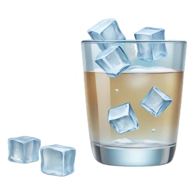 Glass of ice water showing ice cubes sticker
