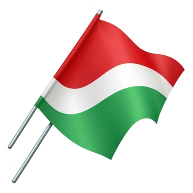 A red flag with a vertical and horizontal white stripe and two diagonal green stripes. Apple flag emoji style sticker