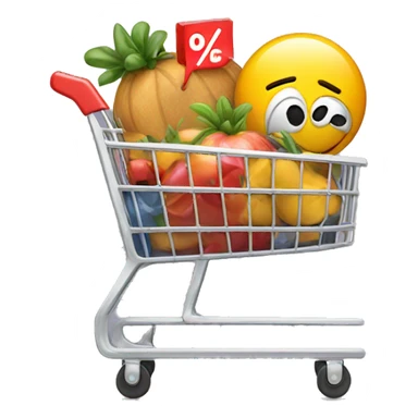 a shopping cart with discount symb sticker