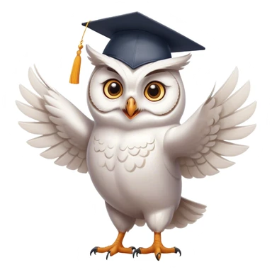 happy white Owl dancing with graduation hat and diploma in claws sticker