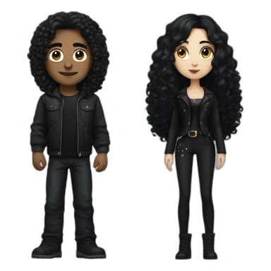 goth girl and tall curly dark-haired man sticker