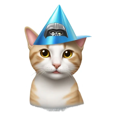 cat wearing a birthday hat at a star wars birthday party sticker