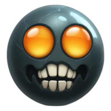 3d sphere with a cartoon saluting obsidian Skeleton Horse skin texture with orange eyes sticker