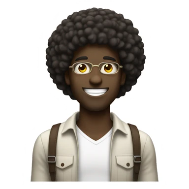 happy black guy with afro holding peace sign sticker