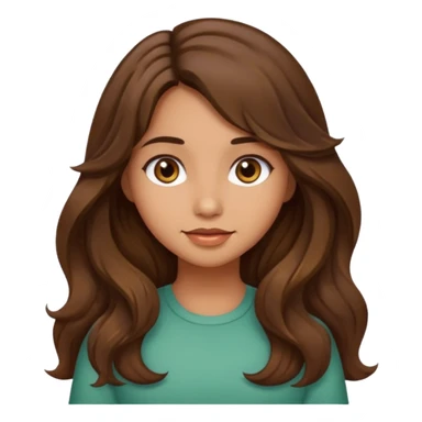 cute girl with long, wavy, meduim brown hair, olive skin sticker