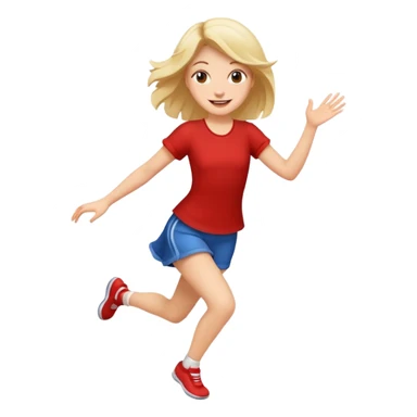 Happy girl skipping sticker