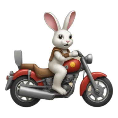 Archaeological rabbit with a motorbike and had sticker