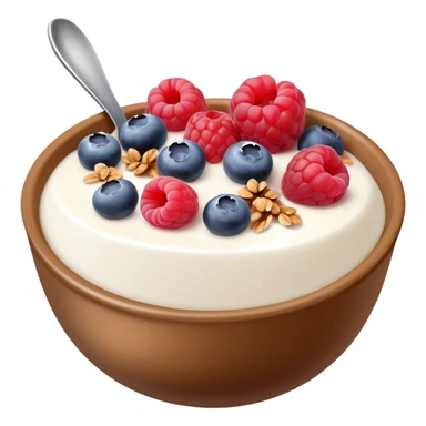 yogurt brown bowl with raspberries, blueberries and granola  sticker