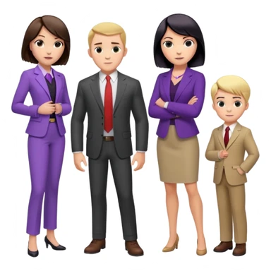 The Parr family from Incredibles in civilian clothes - Bob in business suit, Helen in casual clothes, Violet teen with black hair, Dash blonde boy, baby Jack-Jack sticker