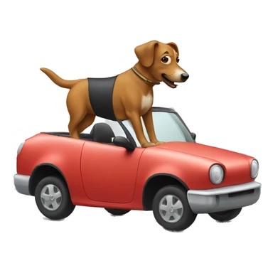 A dog riding a car like a horse  sticker