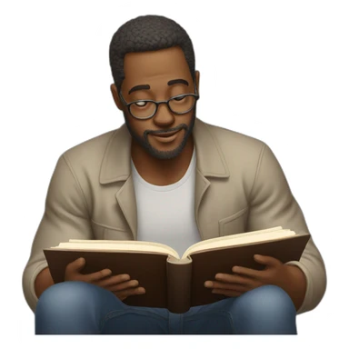 a man reads a book about color sticker