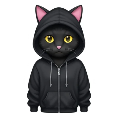 Black cat wearing a hoodie fursona (full body) sticker