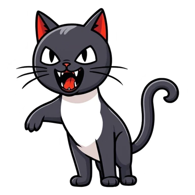 A black cat with bloody fangs sticker