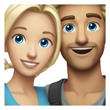 smiling couple selfie moment blue eyes sticker
