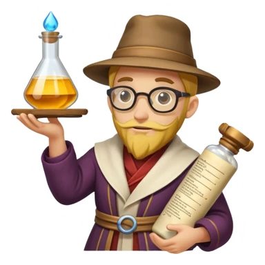 alchemist character holding upgraded formula scroll sticker
