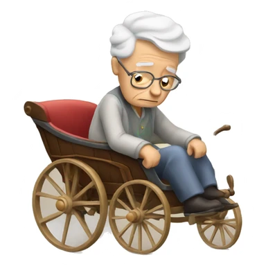 tired elderly sitting in carriage sticker