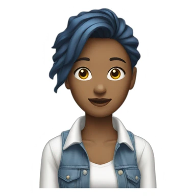 girl wearing a white shirt under a white vest with blue baggy jeans sticker