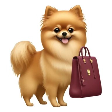 pomeranian with a birkin bag sticker