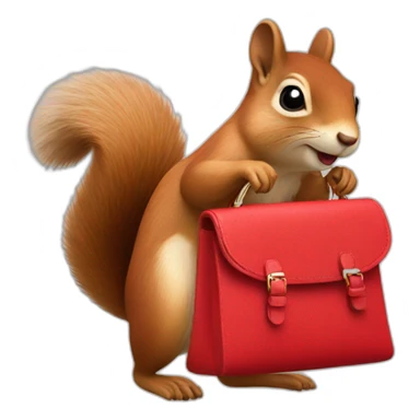 squirrel with a red handbag sticker