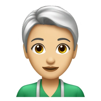 profesora morena, ojos verdes, flequillo sticker