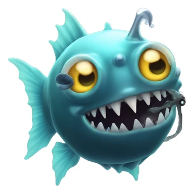 Anglerfish with glowing lure, sharp teeth, and big eyes. sticker