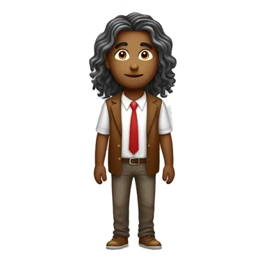 menino branco com cabelo middle part curtain comprimento até a orelha ondulado marrom, sobrancelhas retas, com olhos ambar e numa pose radical. vestindo uma camiseta vermelha. estilo 2d sticker