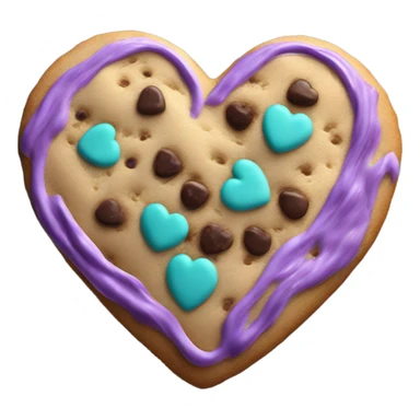 Purple teal chocolate chip heart cookie sticker