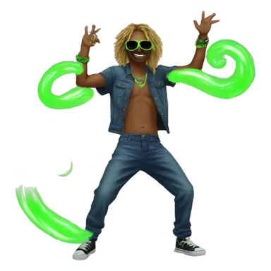 420 Rave party dancing neon smoking sticker