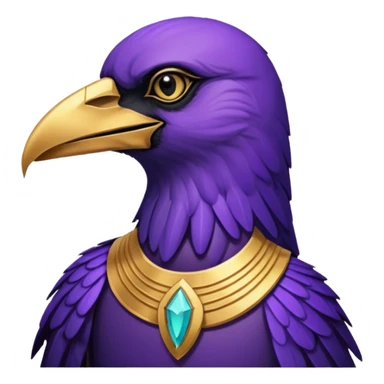 A male purple crow character inspired by the Ancient Egyptian god Sutekh/Set. Purple with gold accents and a gold Gemini emblem  sticker