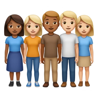 A line of 5 people standing one behind the other sticker